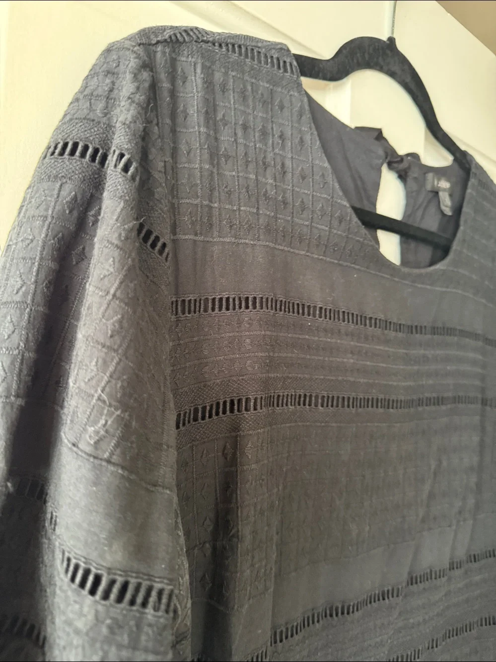 J. Crew Black Mini Shift Dress with Eyelet Detail